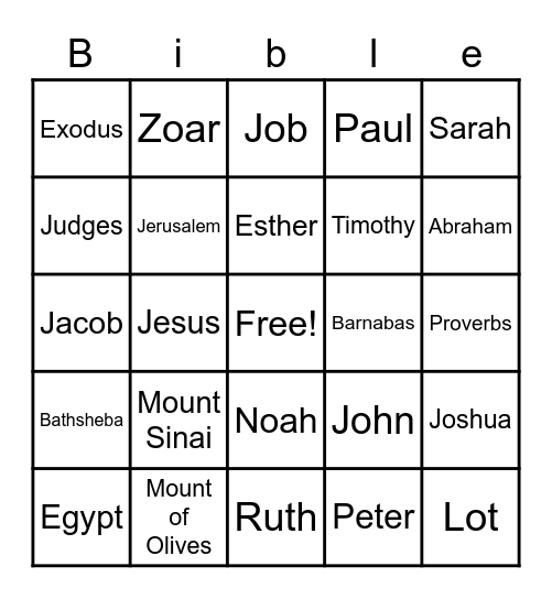 Bible Bingo Card