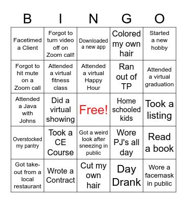COLEMAN Quaritine BINGO Card