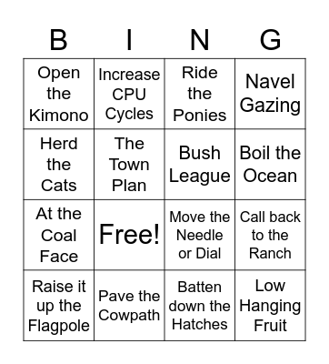 Standup Bingo Card