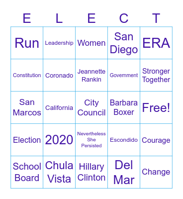 Run Women Run Bingo Card