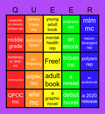 QUEER PRIDE BINGO (2020) Bingo Card