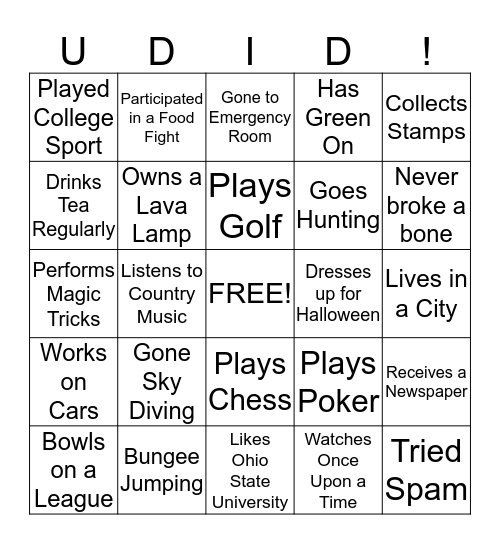 Who Done It? Bingo Card