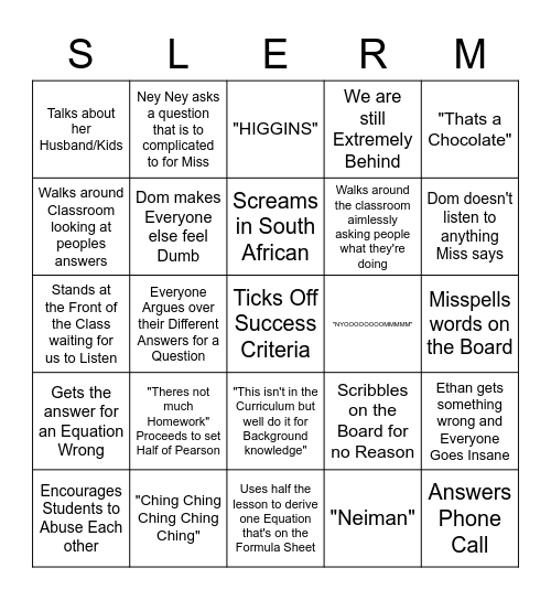 Lerm Bingoooo Bingo Card