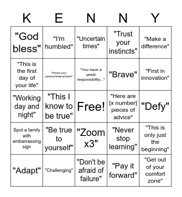 Congratulations, Kenny! Bingo Card