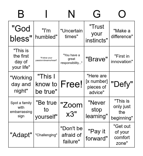 Congratulations, Kenny! Bingo Card