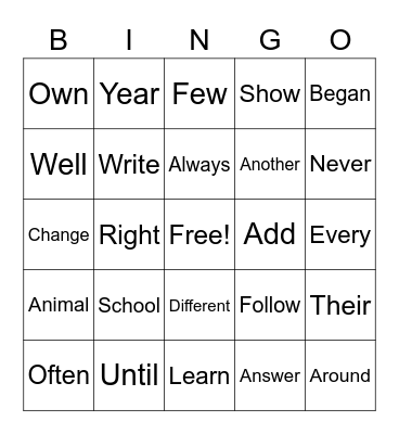Gabriella's BINGO Board Bingo Card
