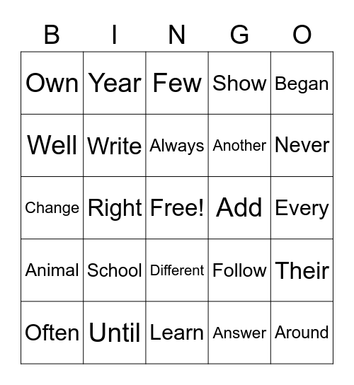 Gabriella's BINGO Board Bingo Card