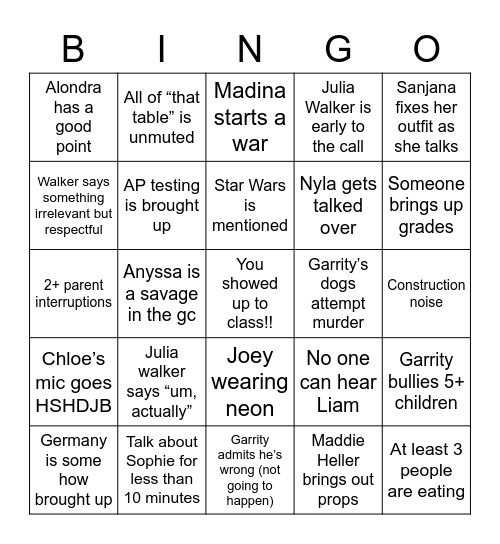 Theory of Knowledge Bingo Card