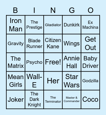 M - O - V - I - E - S Bingo Card
