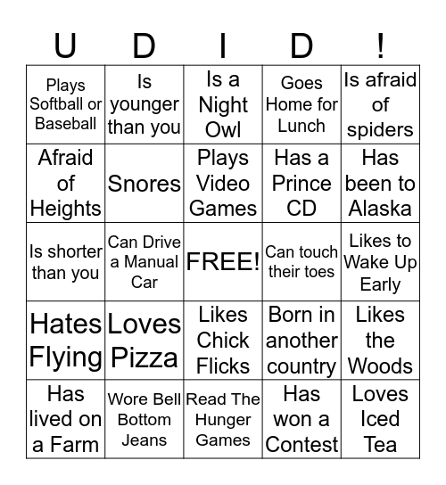 Who Done It? Bingo Card