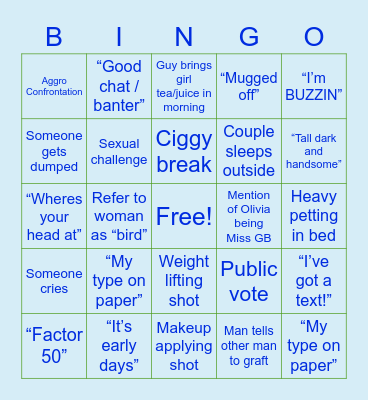 Love Island Bingo Card