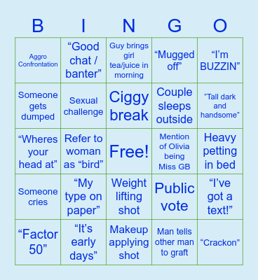 Love Island Bingo Card