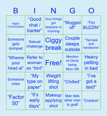 Love Island Bingo Card