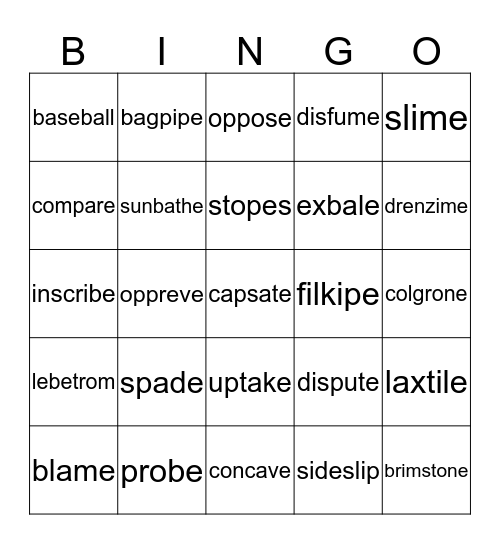 My Words - Level 4.2 Bingo Card