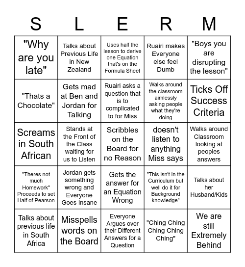 Lerm Bingoooo Bingo Card