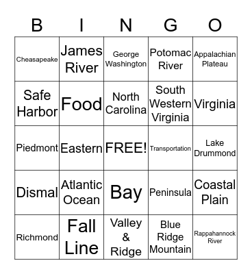 Jacoby's Trivia Bingo Card