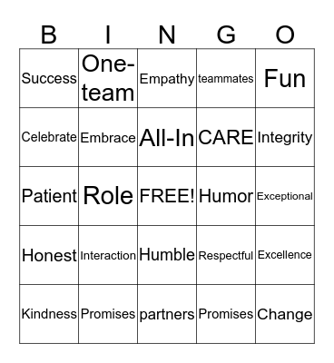 CCR Bingo Card