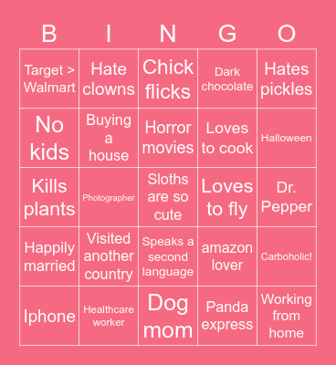 Who’s Like Me? Bingo Card