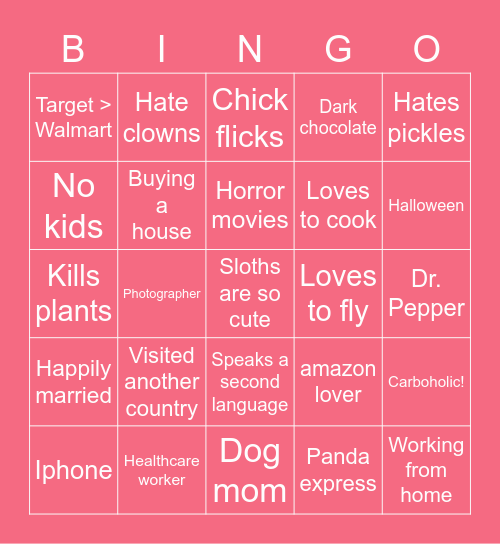 Who’s Like Me? Bingo Card