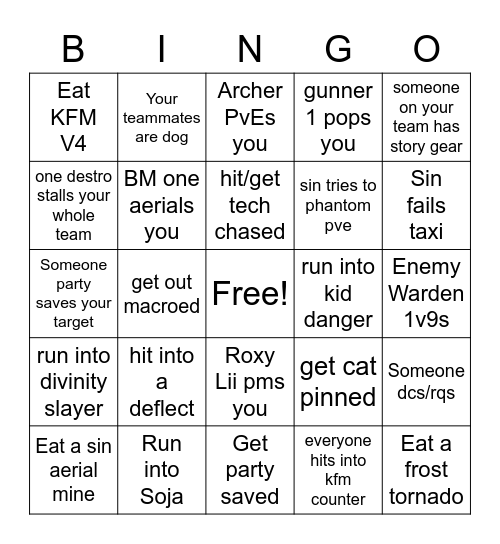 BnS 6v6 Bingo Card