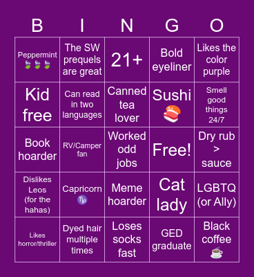 Nat Bingo Card