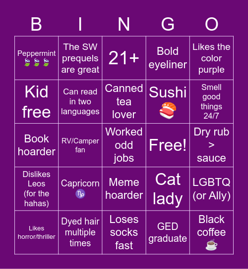 Nat Bingo Card