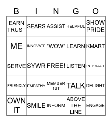 Member Experience  Bingo Card