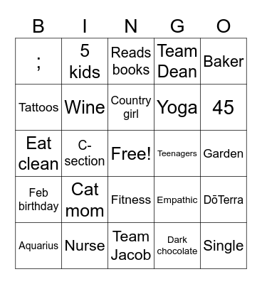 Michele’s Bingo Card