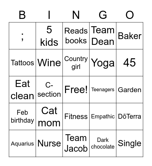 Michele’s Bingo Card
