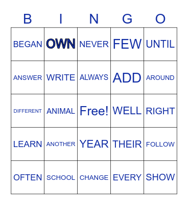 WORD STUDY Bingo Card