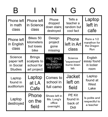 THEO BINGO Card