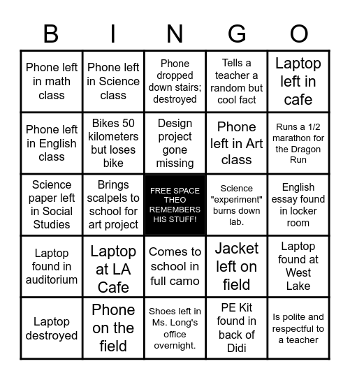 THEO BINGO Card