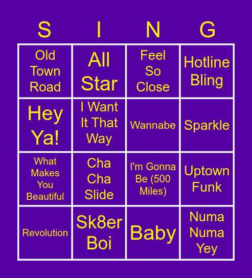 CP Singo Bingo Card