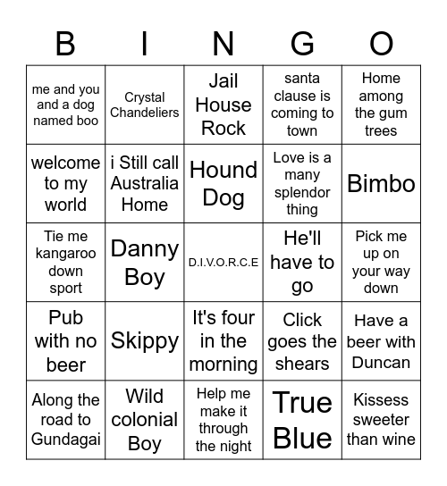 Music Bingo 2 Bingo Card