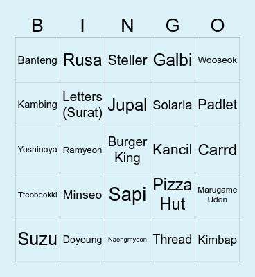 MINCOOOO Bingo Card