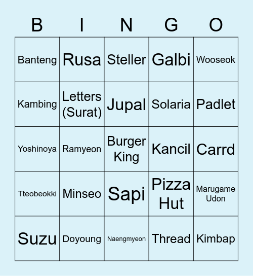 MINCOOOO Bingo Card