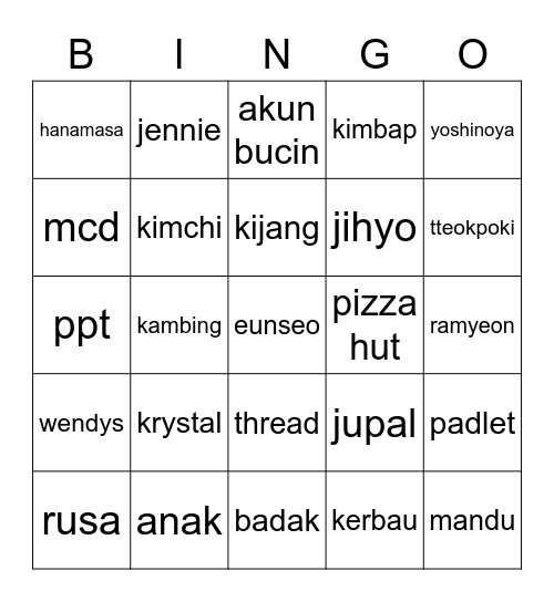Untitled Bingo Card