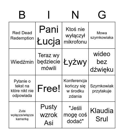 Gra w film w bingo Card