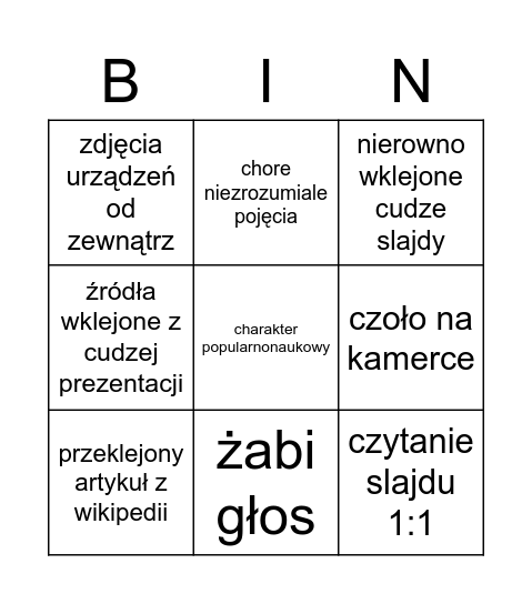 PALKA ZAPALKA DWA KIJE Bingo Card
