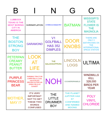 *Insert Word* Bingo Card