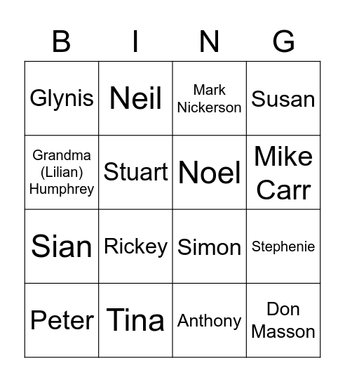 Nickerson Masson family bingo Card