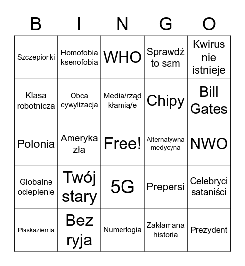Folia Bingo Card