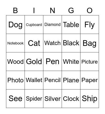 Spy Bingo Card