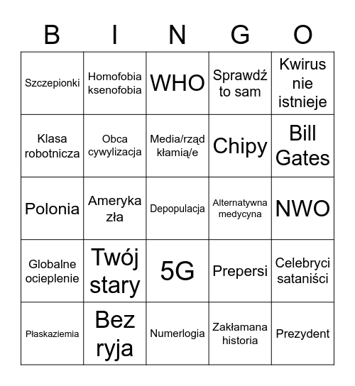 Folia Bingo Card