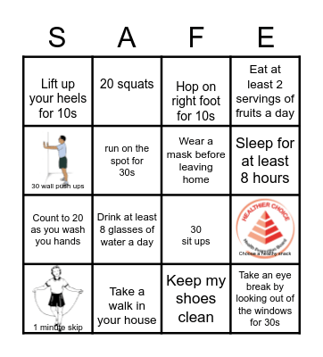 Primary 4 and 5 Bingo Fitness Card Bingo Card