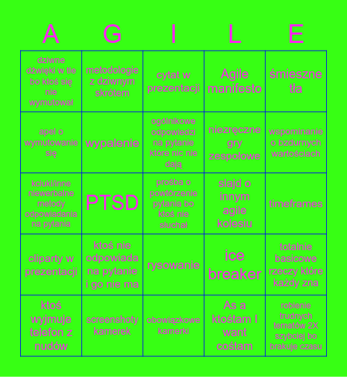 trening AGILE bingo Card