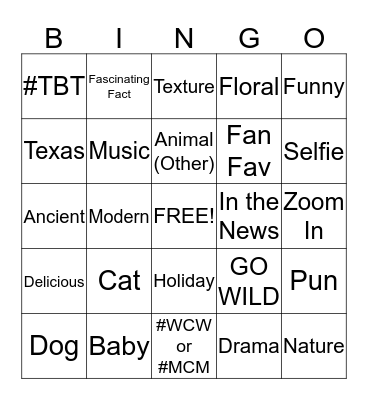 CONTENT BINGO Card