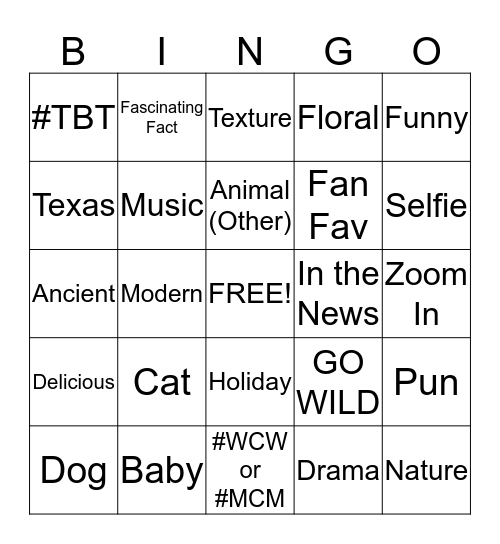 CONTENT BINGO Card