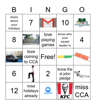 S J B B I N G O Bingo Card