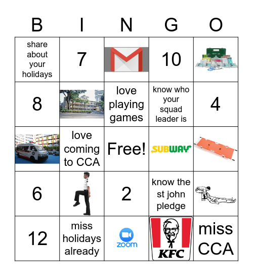 S J B B I N G O Bingo Card